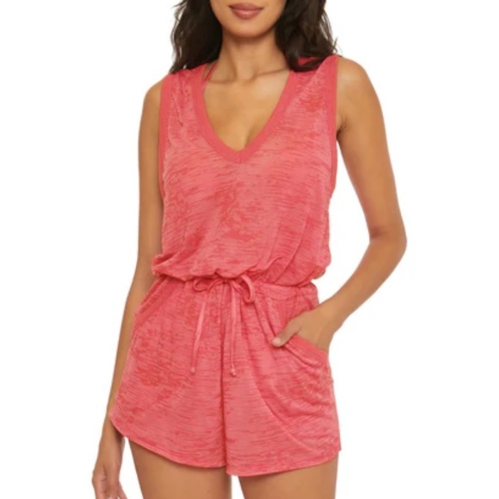 NWT Becca Beach Date Jumpsuit Swim Cover Up Romper M